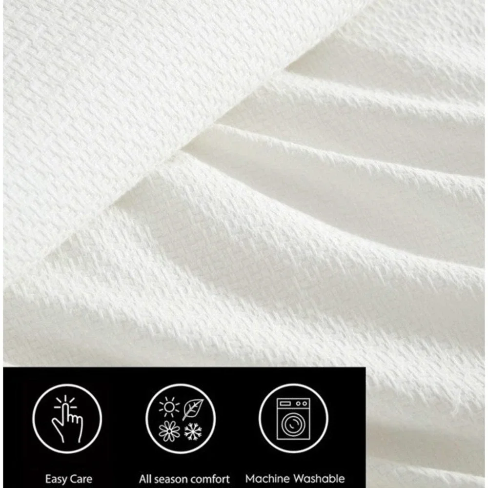 Vera Wang Oversized KING Comforter & Shams Basketweave 3-piece Set WHITE